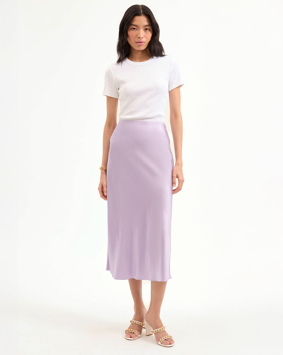 Clover Stretch-Silk Slip Skirt