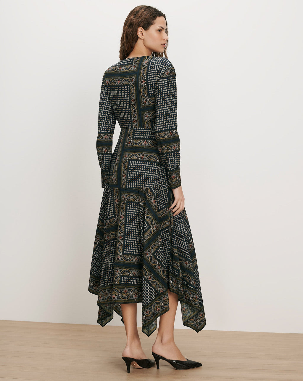 Skye Scarf-Print Midi Dress