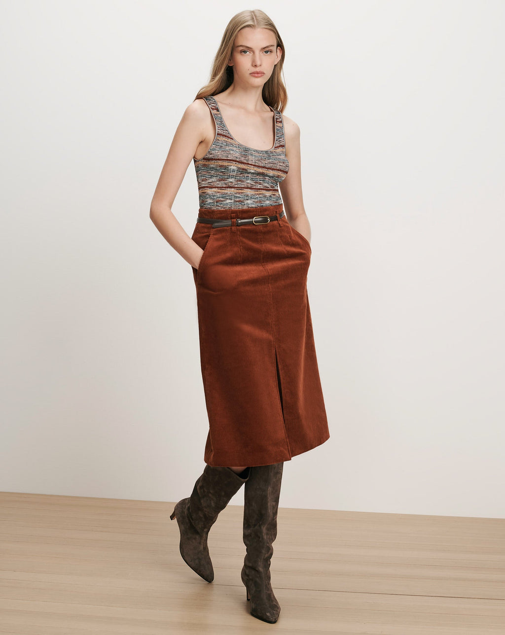 Alexie Corduroy Midi Skirt