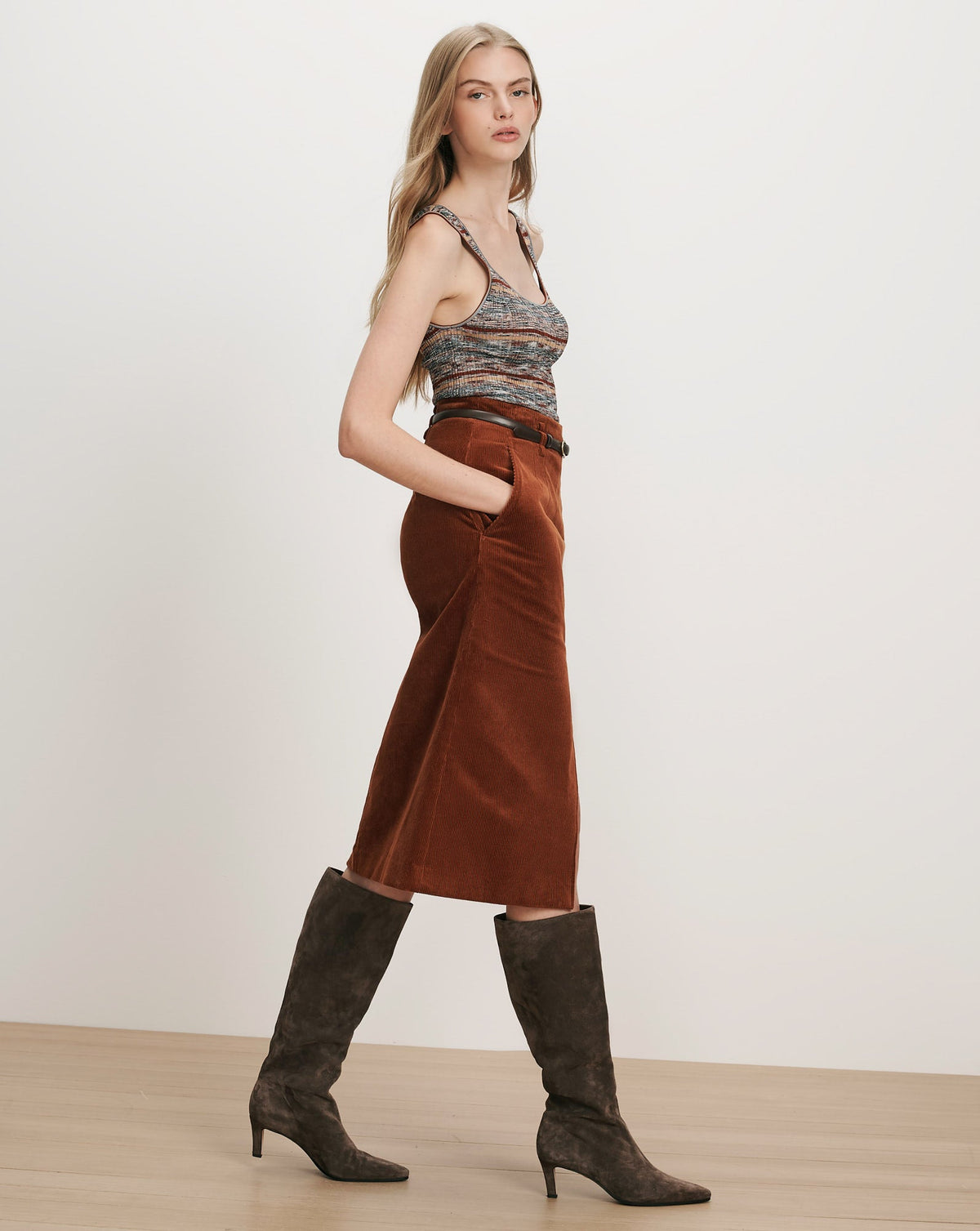 Alexie Corduroy Midi Skirt