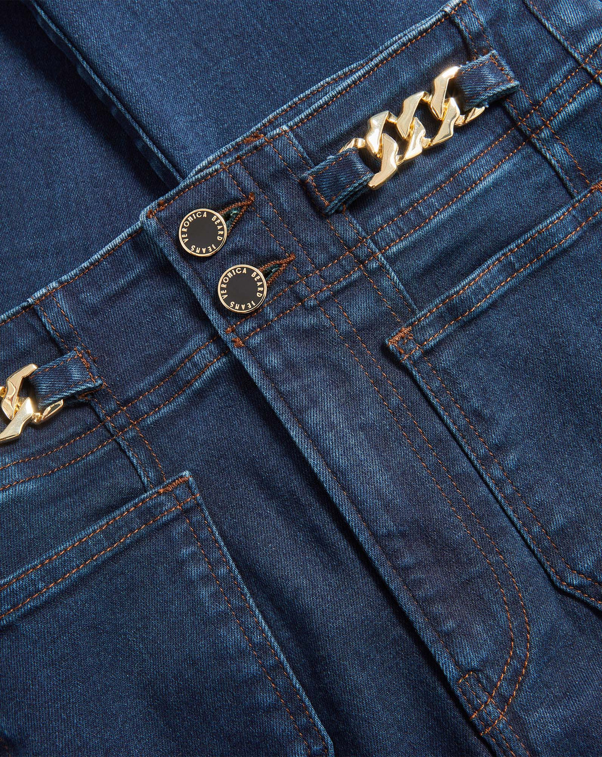 Beverly Skinny-Flare Chain-Detail Jean
