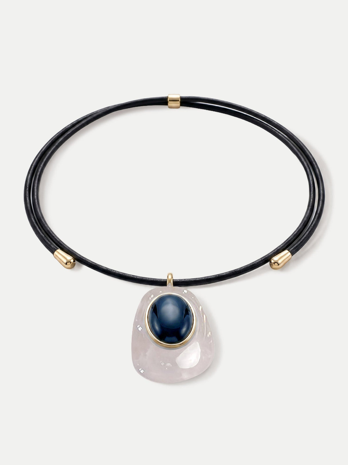 Black Leather Pendant Necklace
