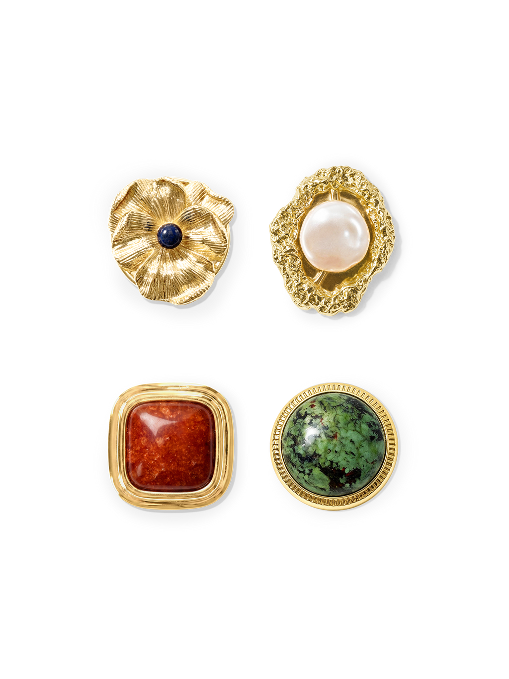 Jacket Button Brooch Four-Pack