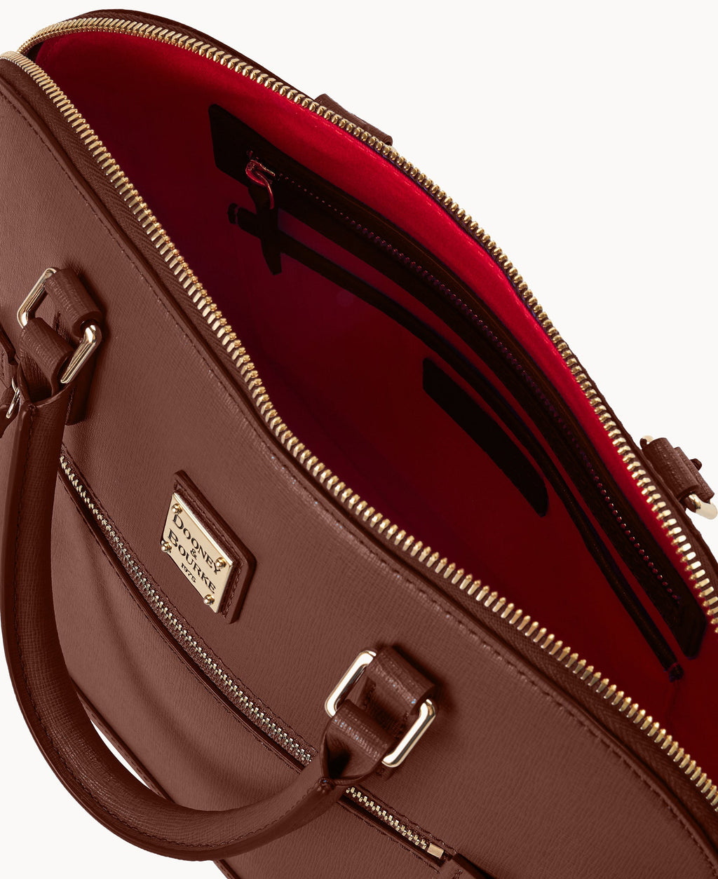 Saffiano Domed Zip Satchel