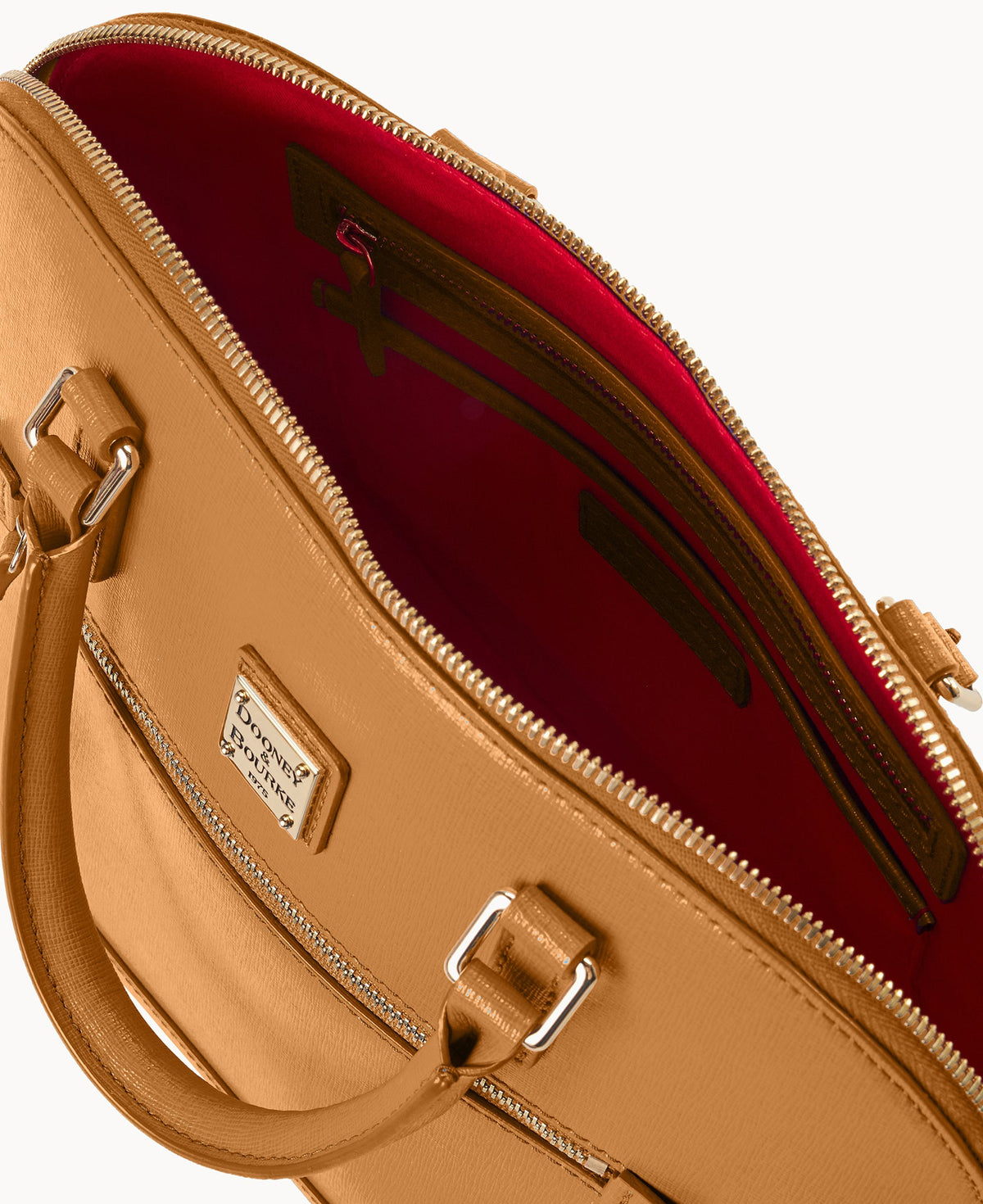 Saffiano Domed Zip Satchel
