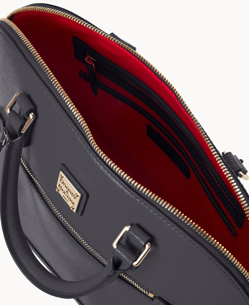 Saffiano Domed Zip Satchel