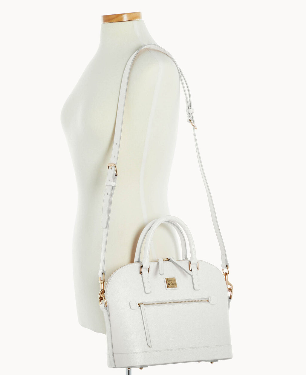 Saffiano Domed Zip Satchel