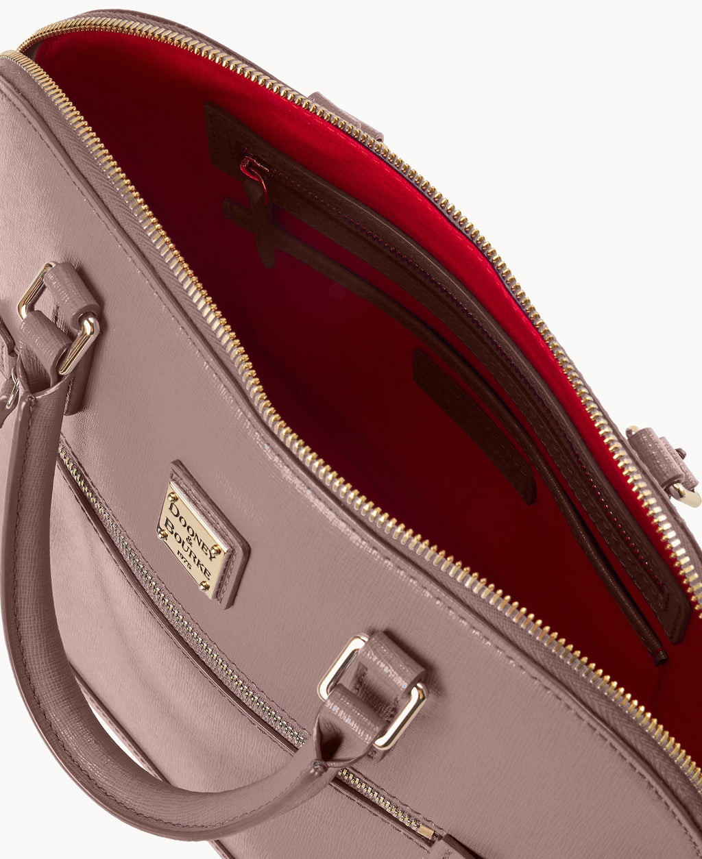 Saffiano Domed Zip Satchel
