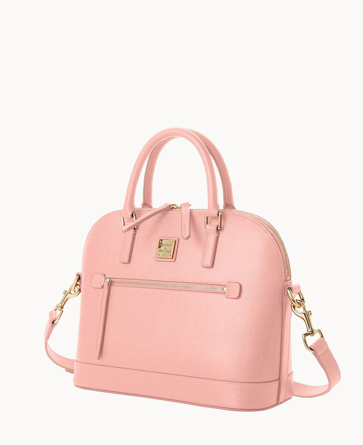 Saffiano Domed Zip Satchel
