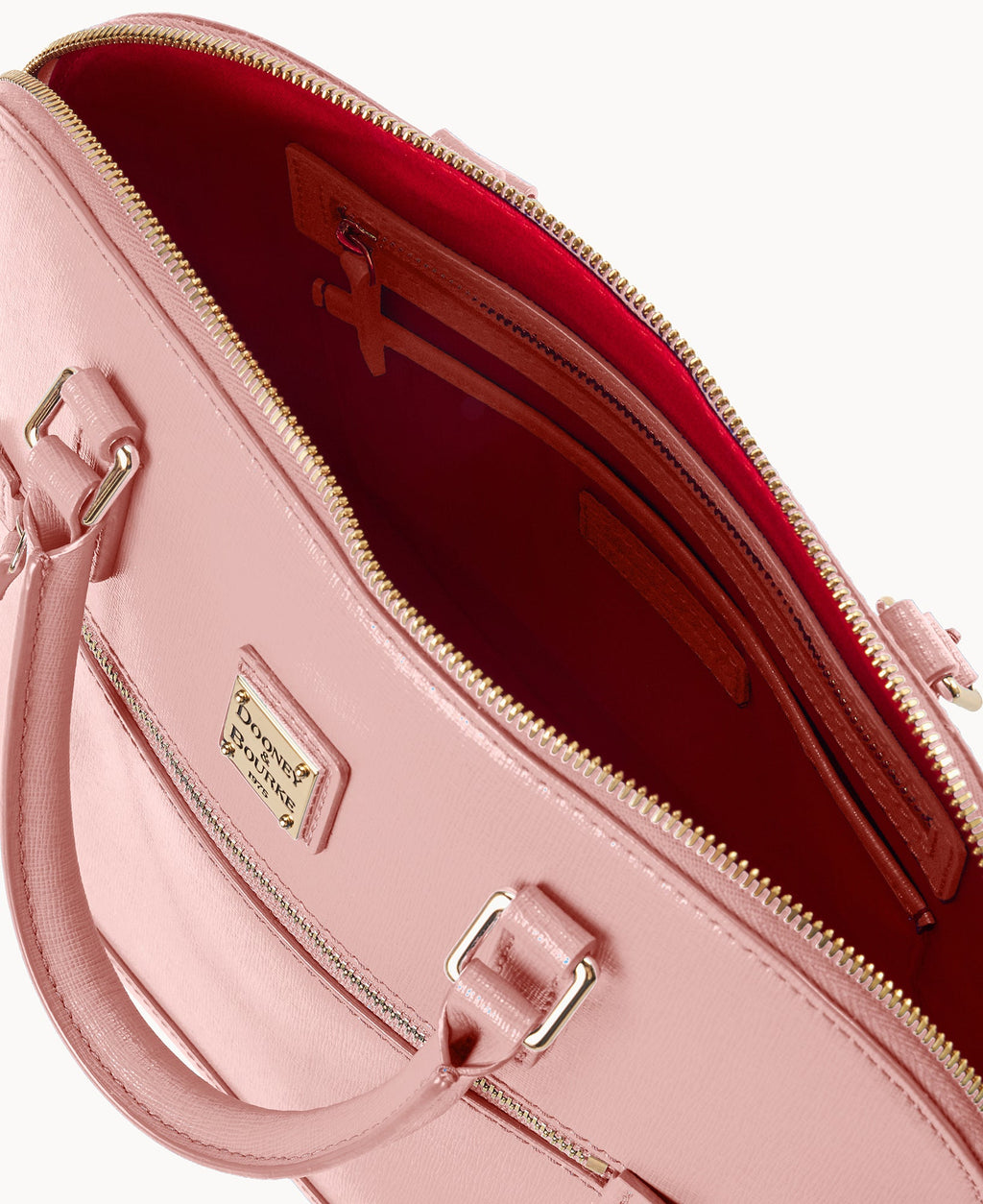 Saffiano Domed Zip Satchel