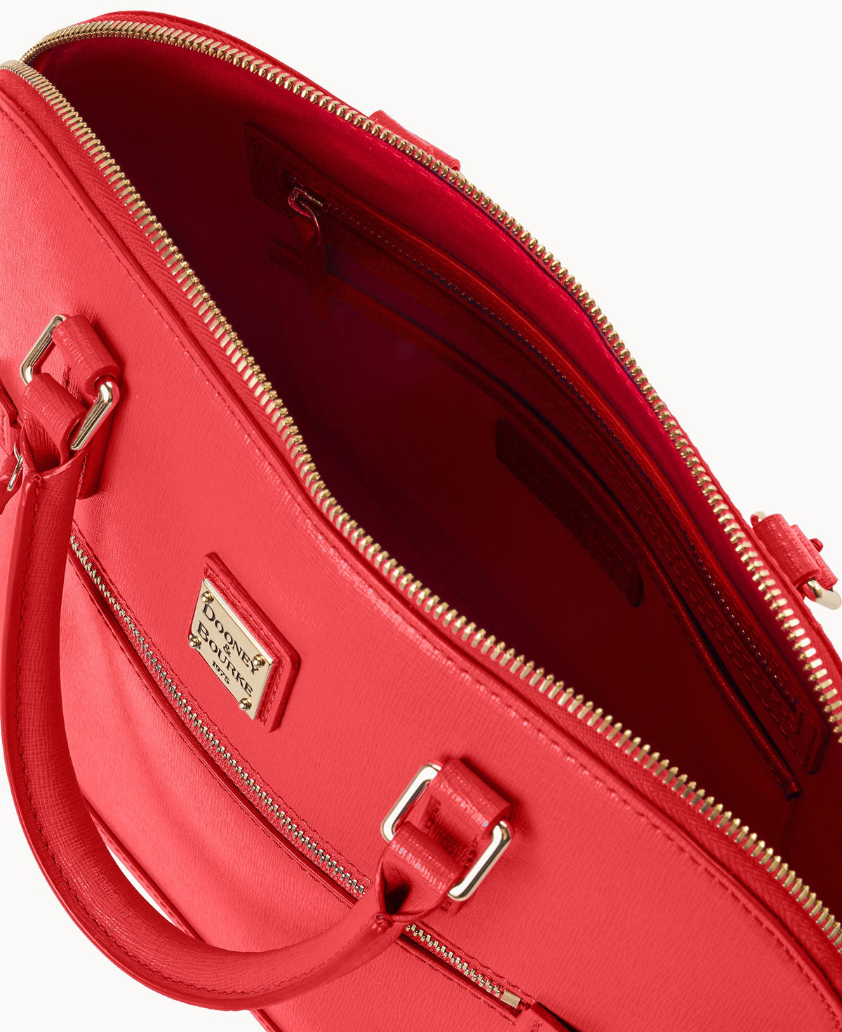 Saffiano Domed Zip Satchel