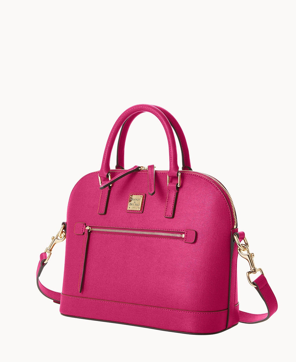 Saffiano Domed Zip Satchel