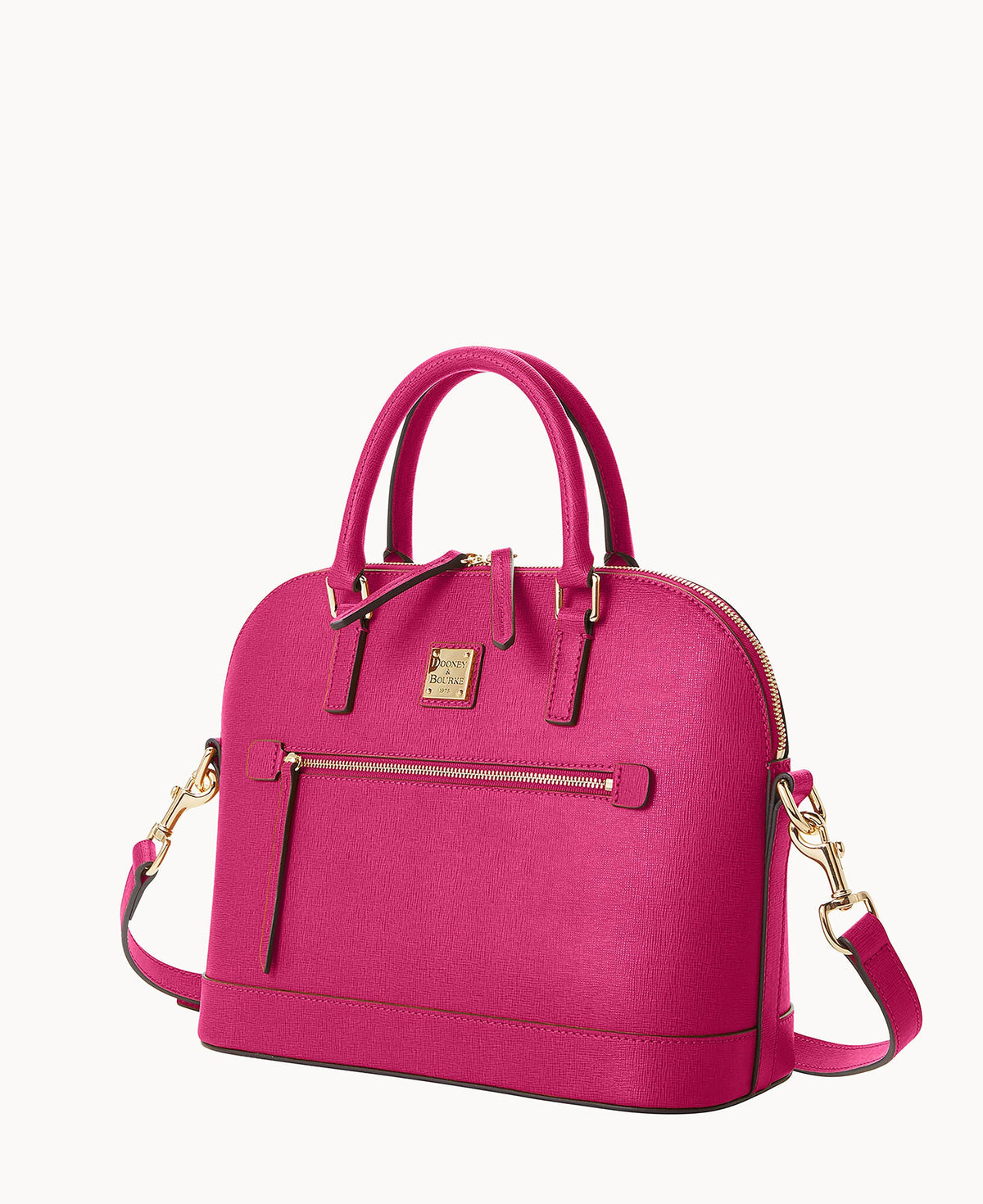 Saffiano Domed Zip Satchel