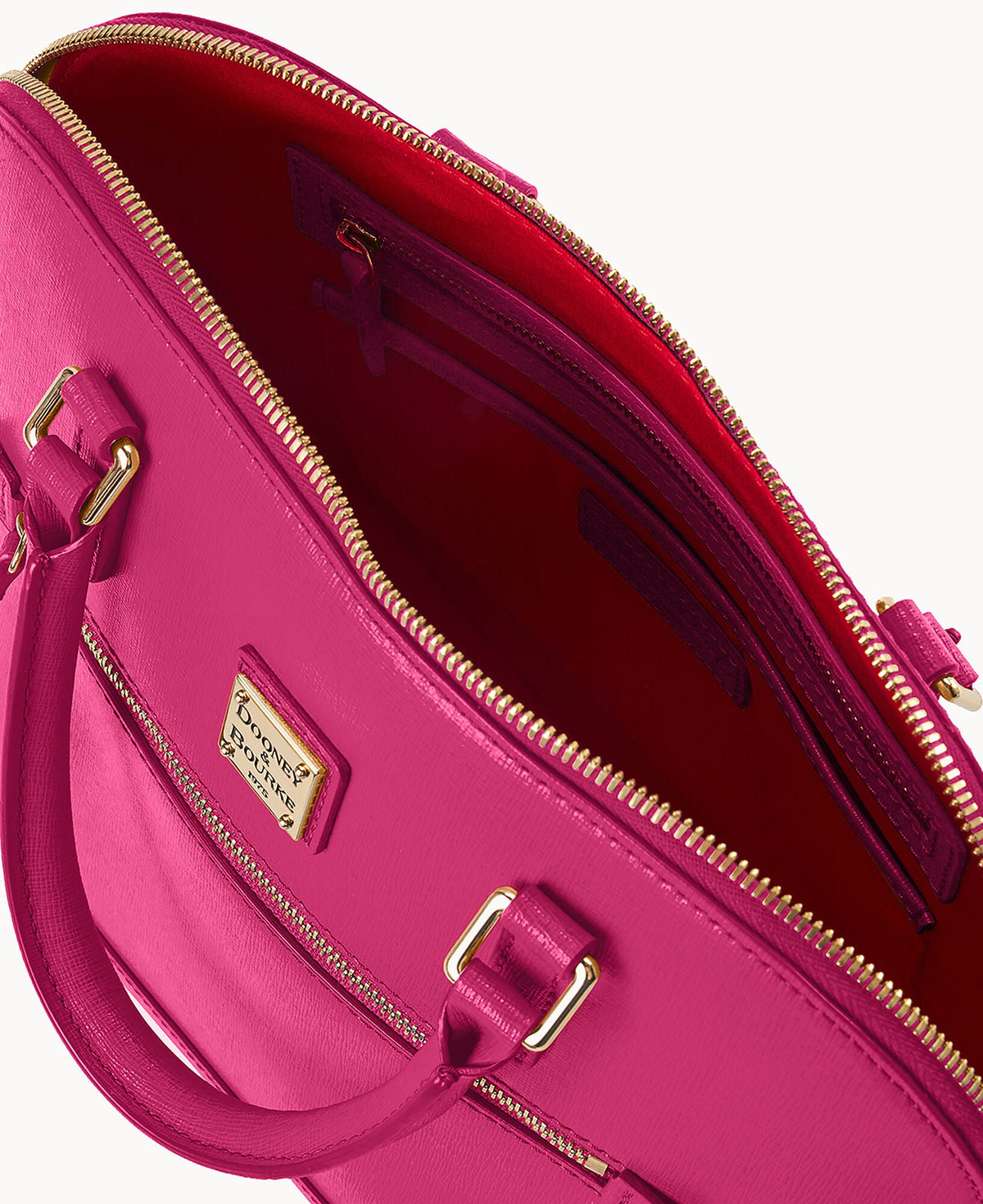 Saffiano Domed Zip Satchel