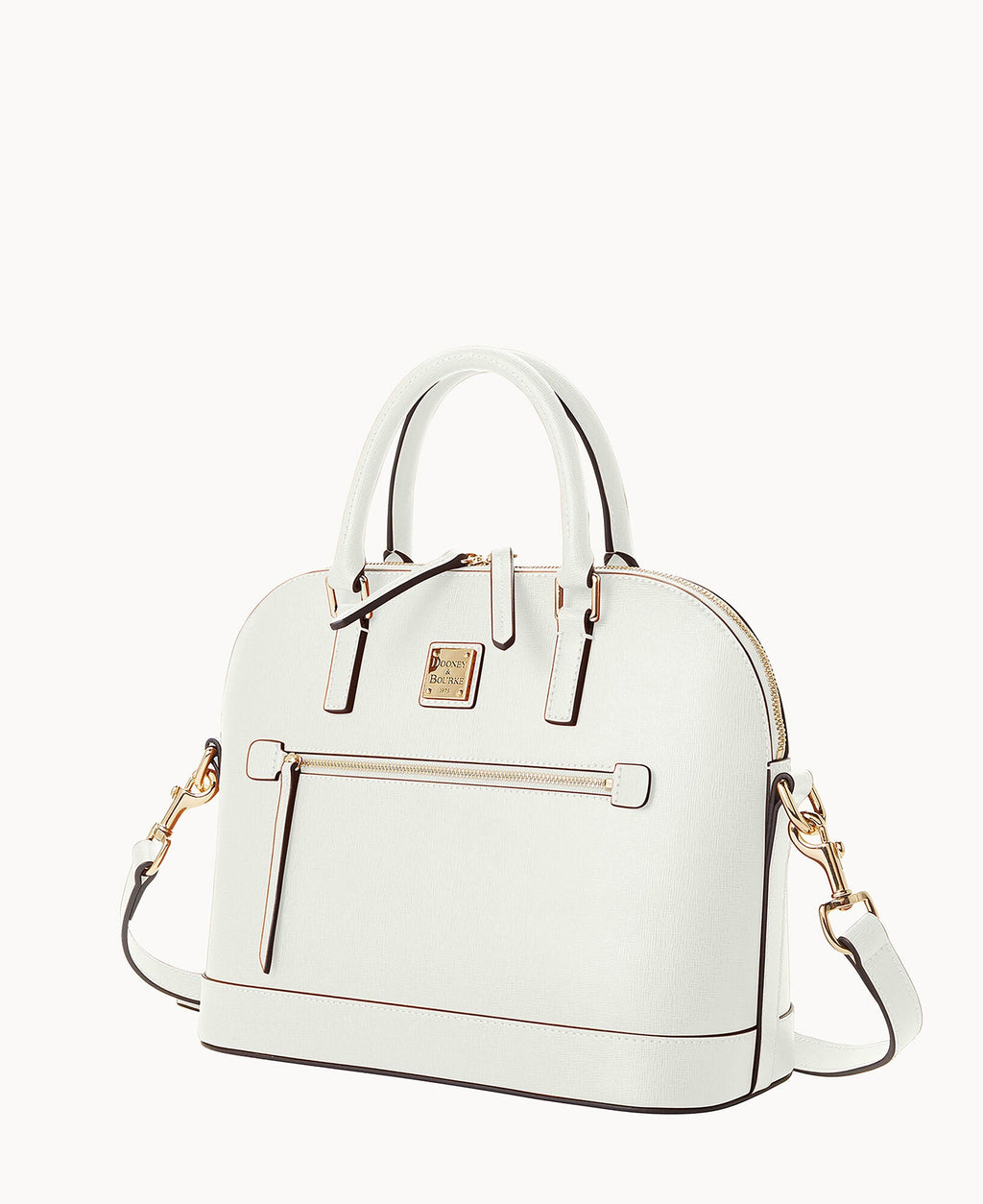 Saffiano Domed Zip Satchel