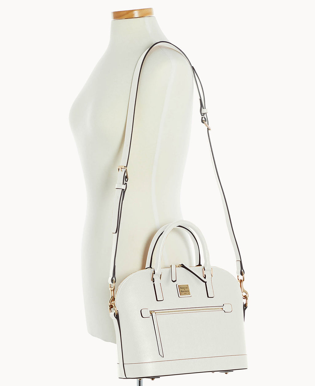 Saffiano Domed Zip Satchel