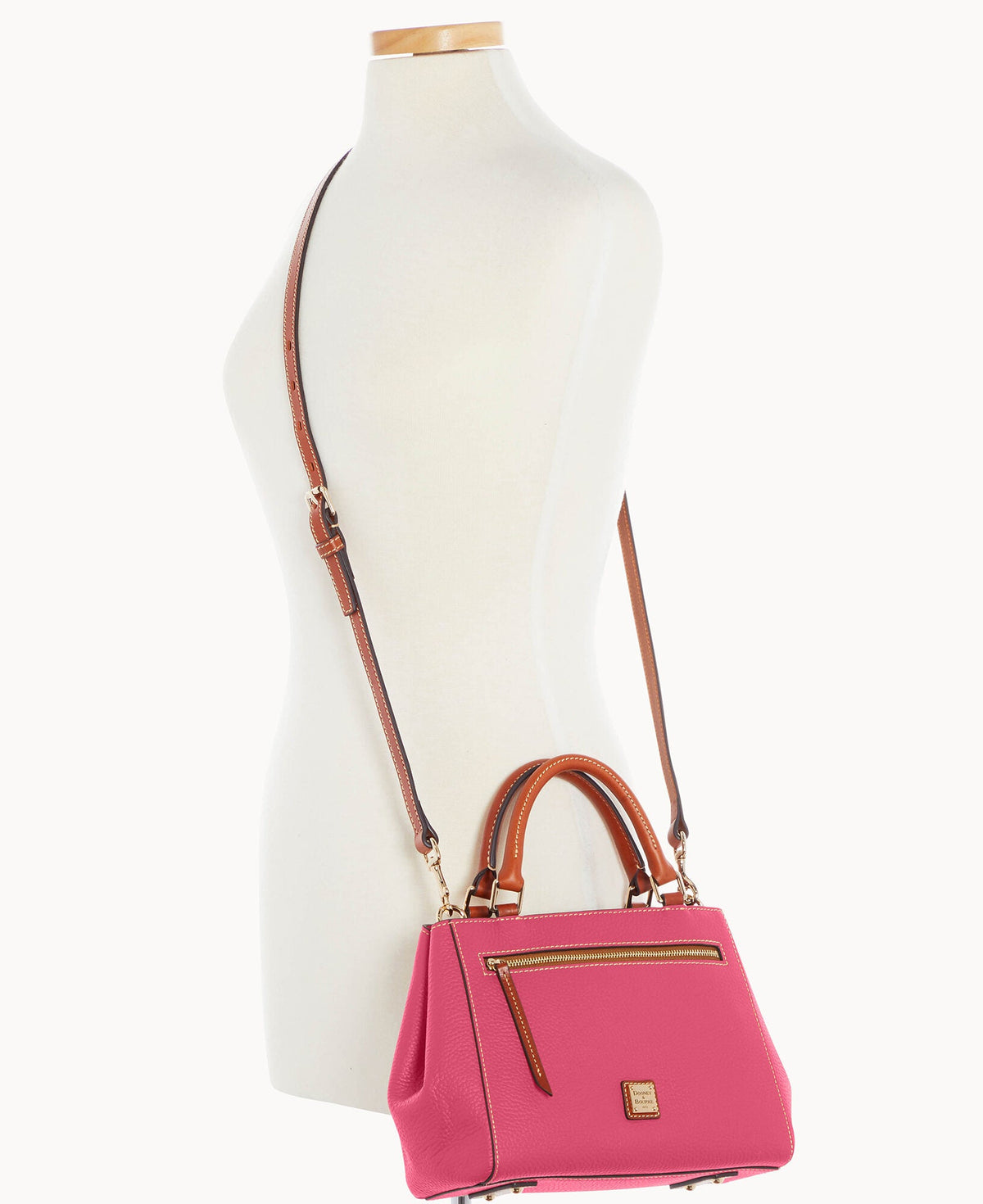 Pebble Grain Small Zip Satchel