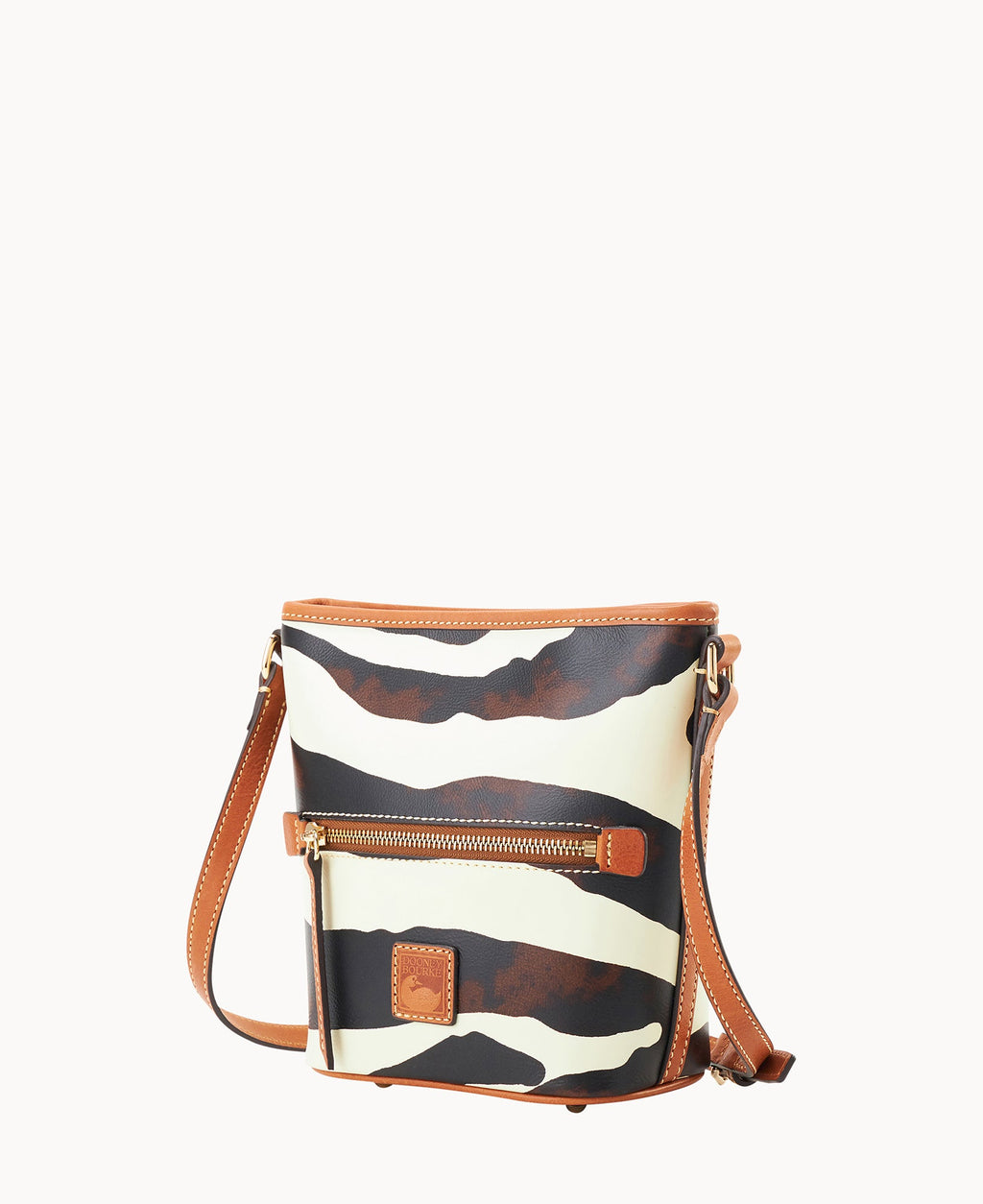 Zebra Leather Small Zip Sac