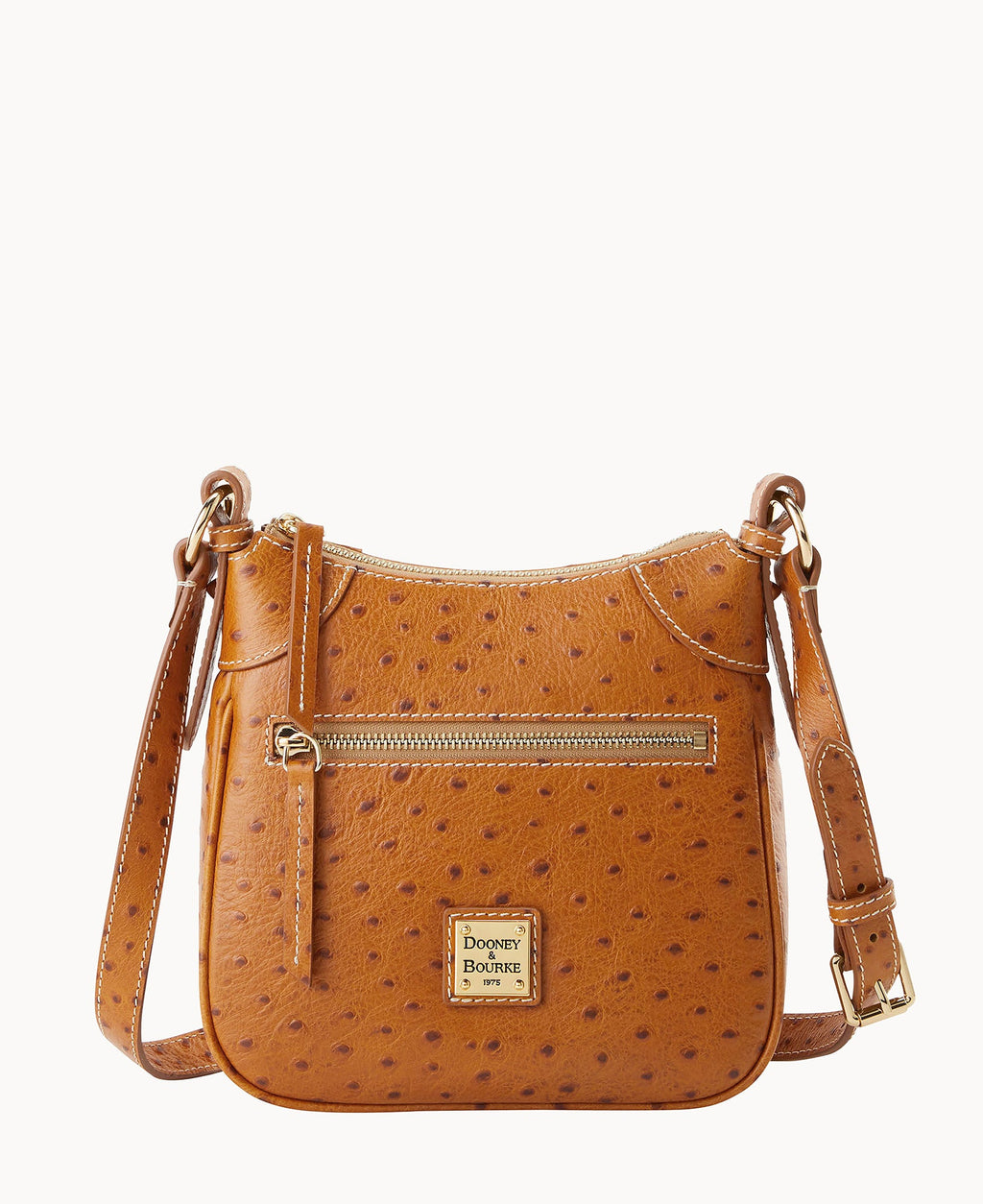 Ostrich Front Zip Crossbody