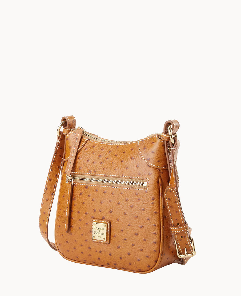 Ostrich Front Zip Crossbody