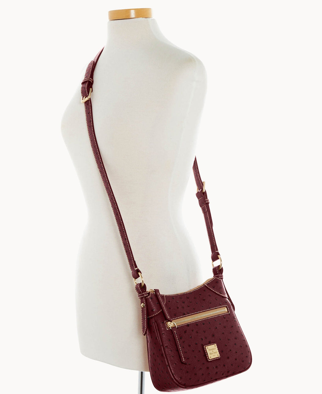 Ostrich Front Zip Crossbody
