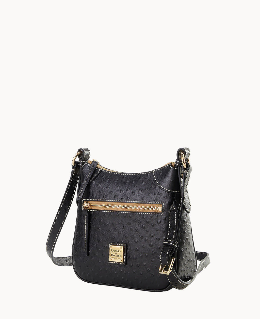 Ostrich Front Zip Crossbody