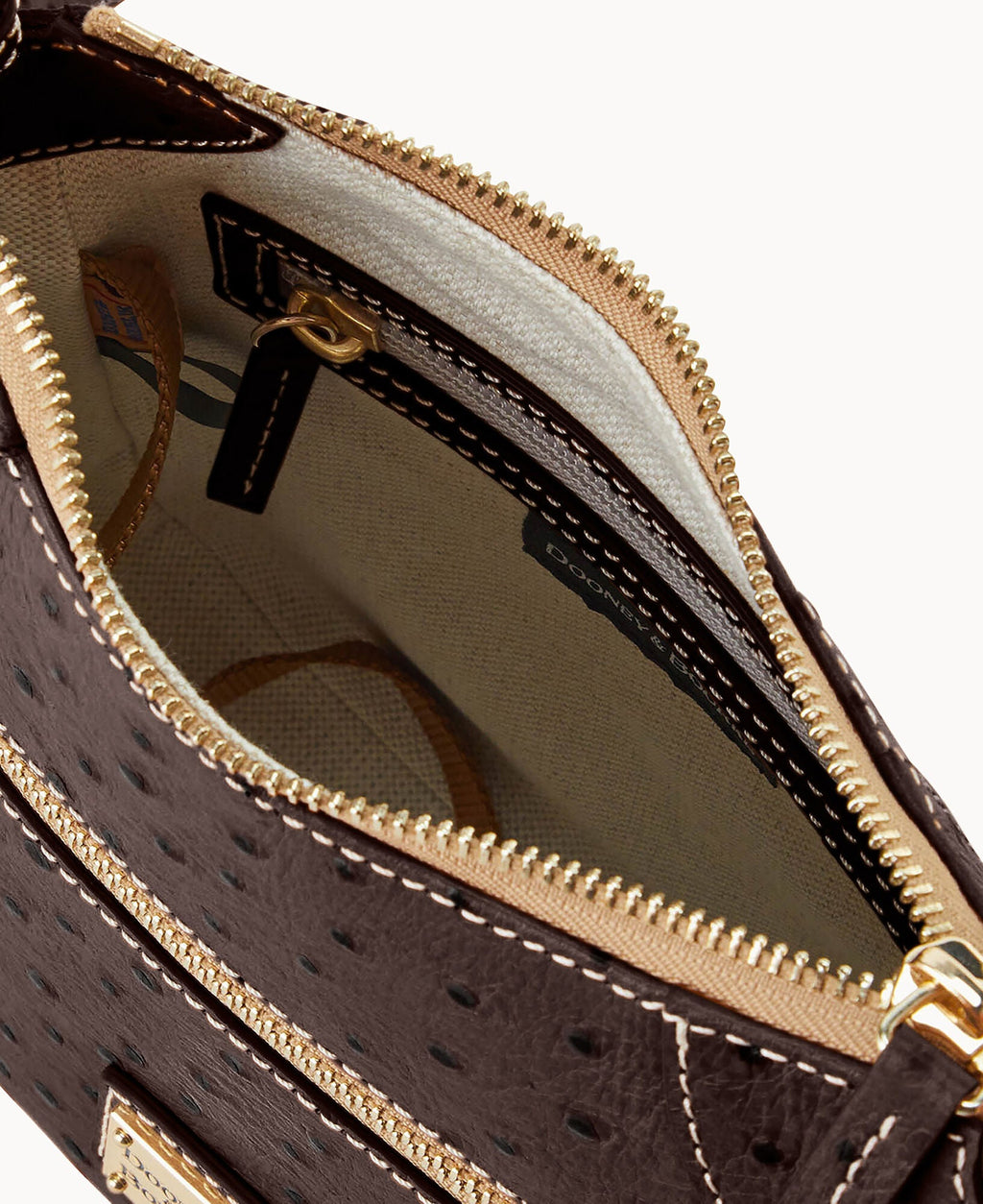 Ostrich Front Zip Crossbody