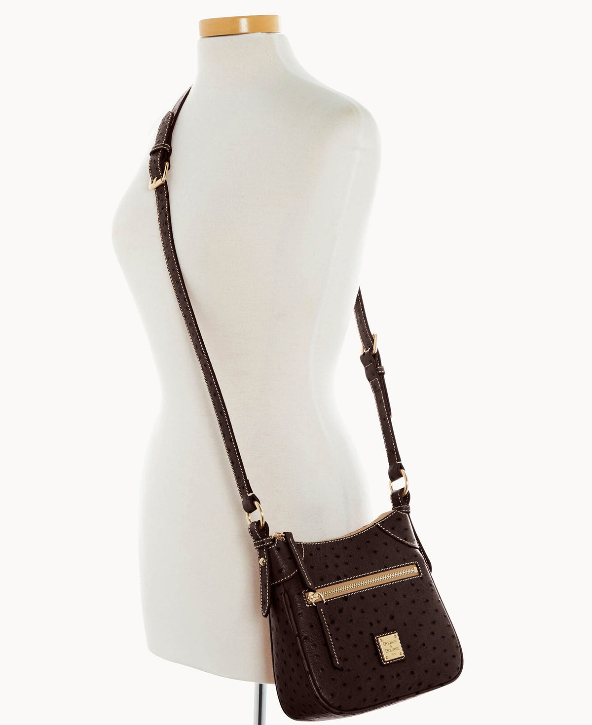 Ostrich Front Zip Crossbody