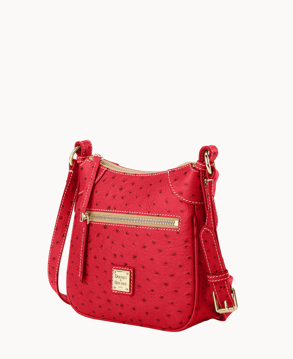 Ostrich Front Zip Crossbody