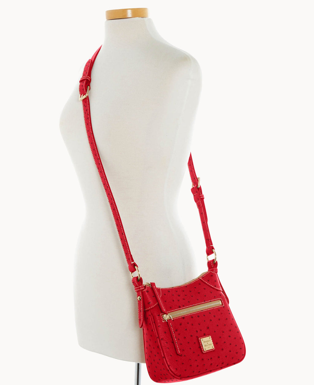 Ostrich Front Zip Crossbody
