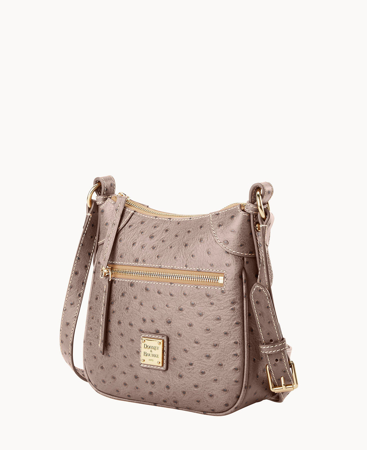 Ostrich Front Zip Crossbody