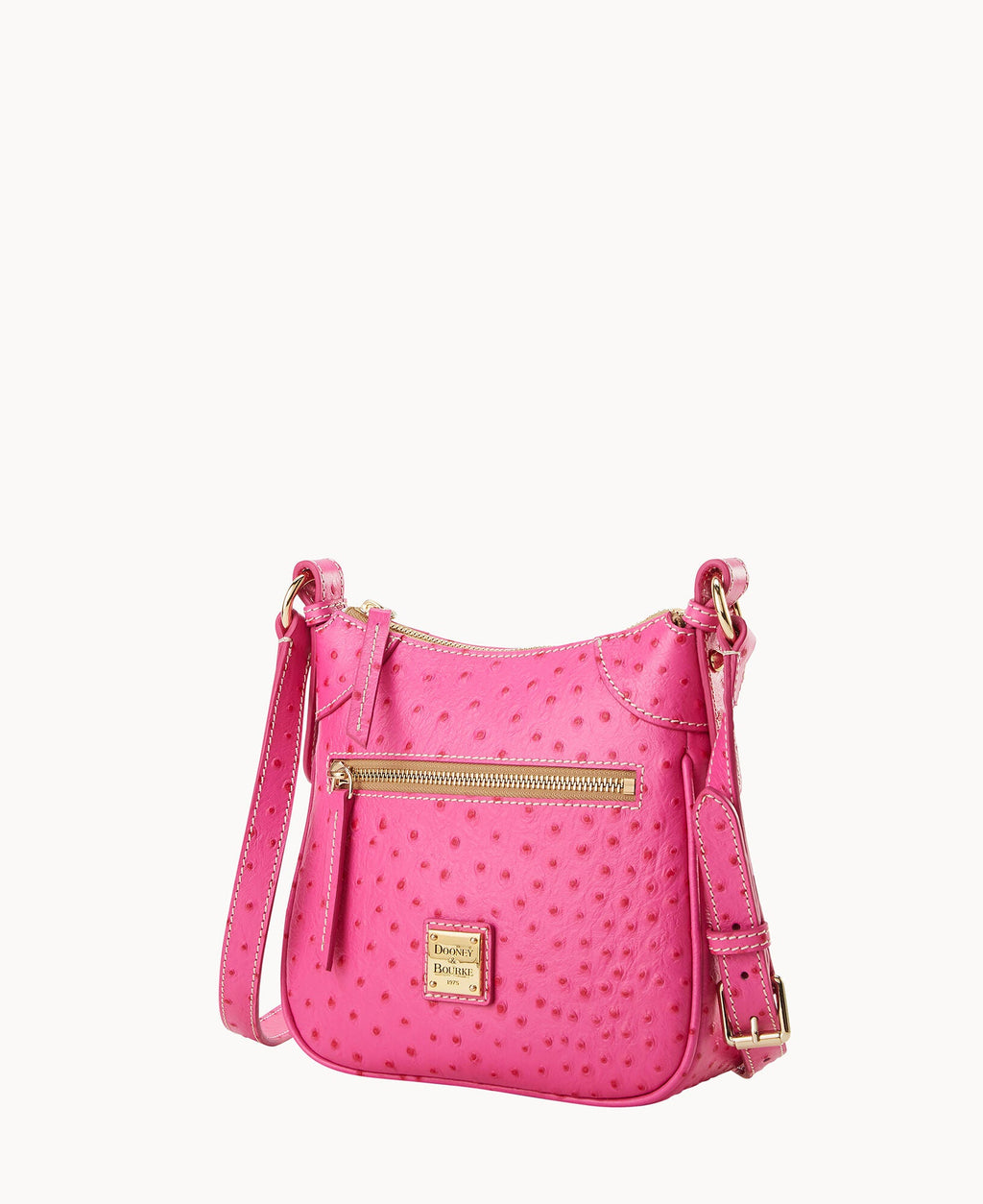 Ostrich Front Zip Crossbody