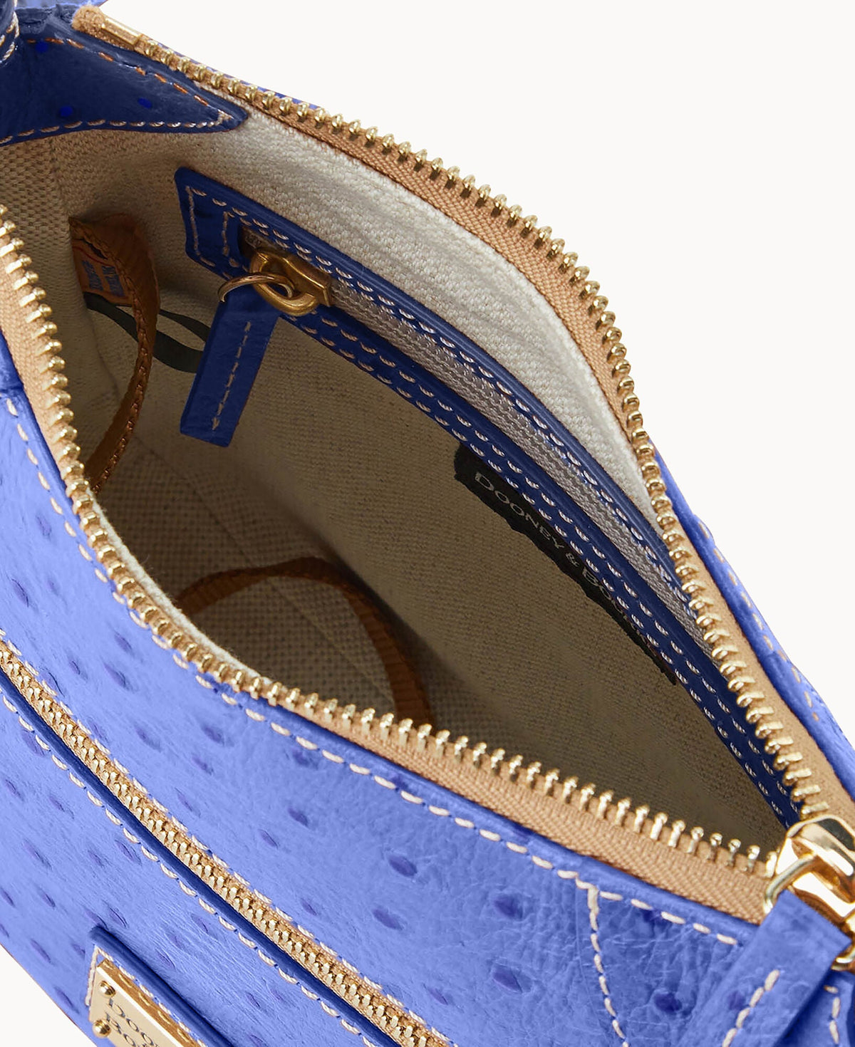 Ostrich Front Zip Crossbody