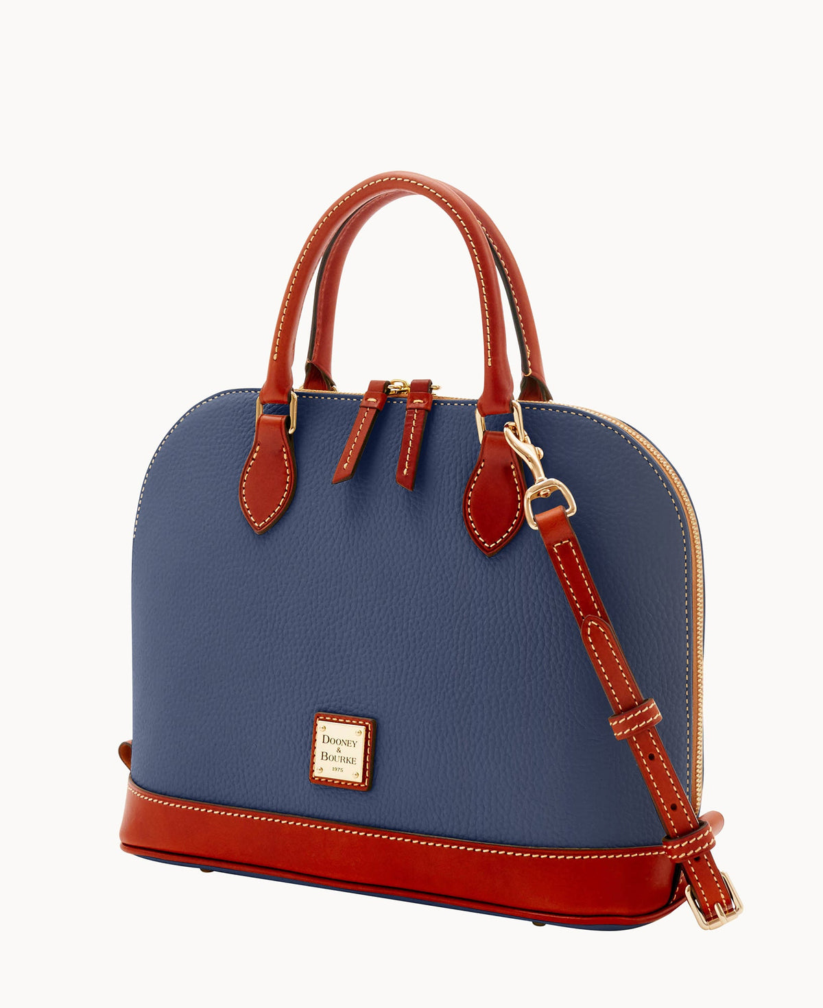 Pebble Grain Zip Zip Satchel