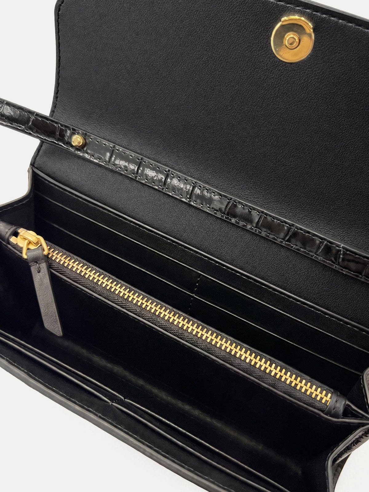 Croc-Embossed Crossbody Wallet