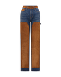 Dylan Suede-Patchwork Straight-Leg Jean