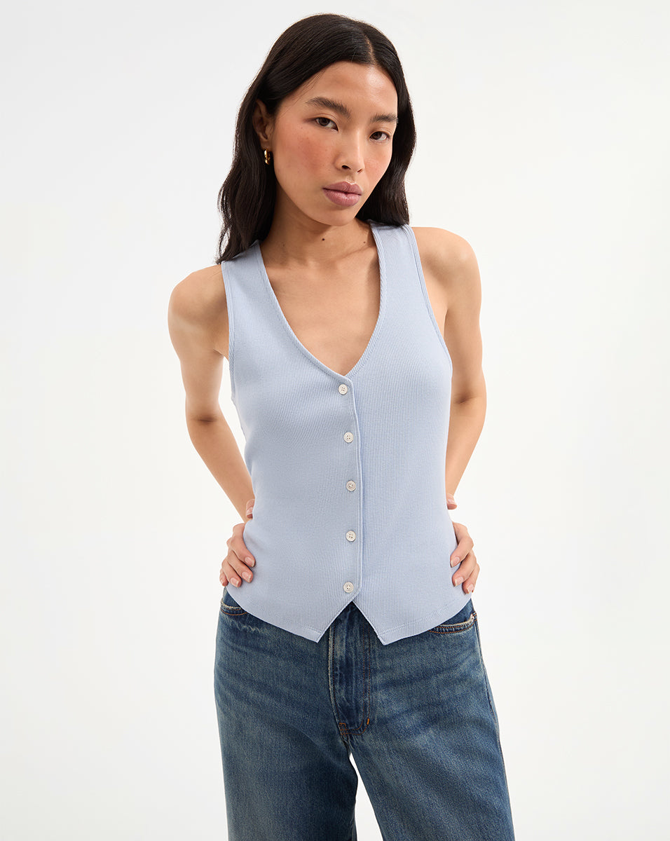 Hoorne Button-Down Tank Top