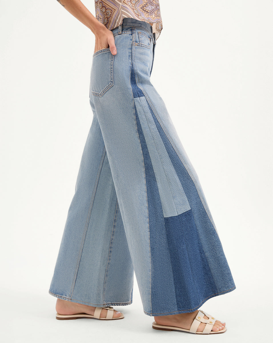 Vicki Patchwork Wide-Leg Jean