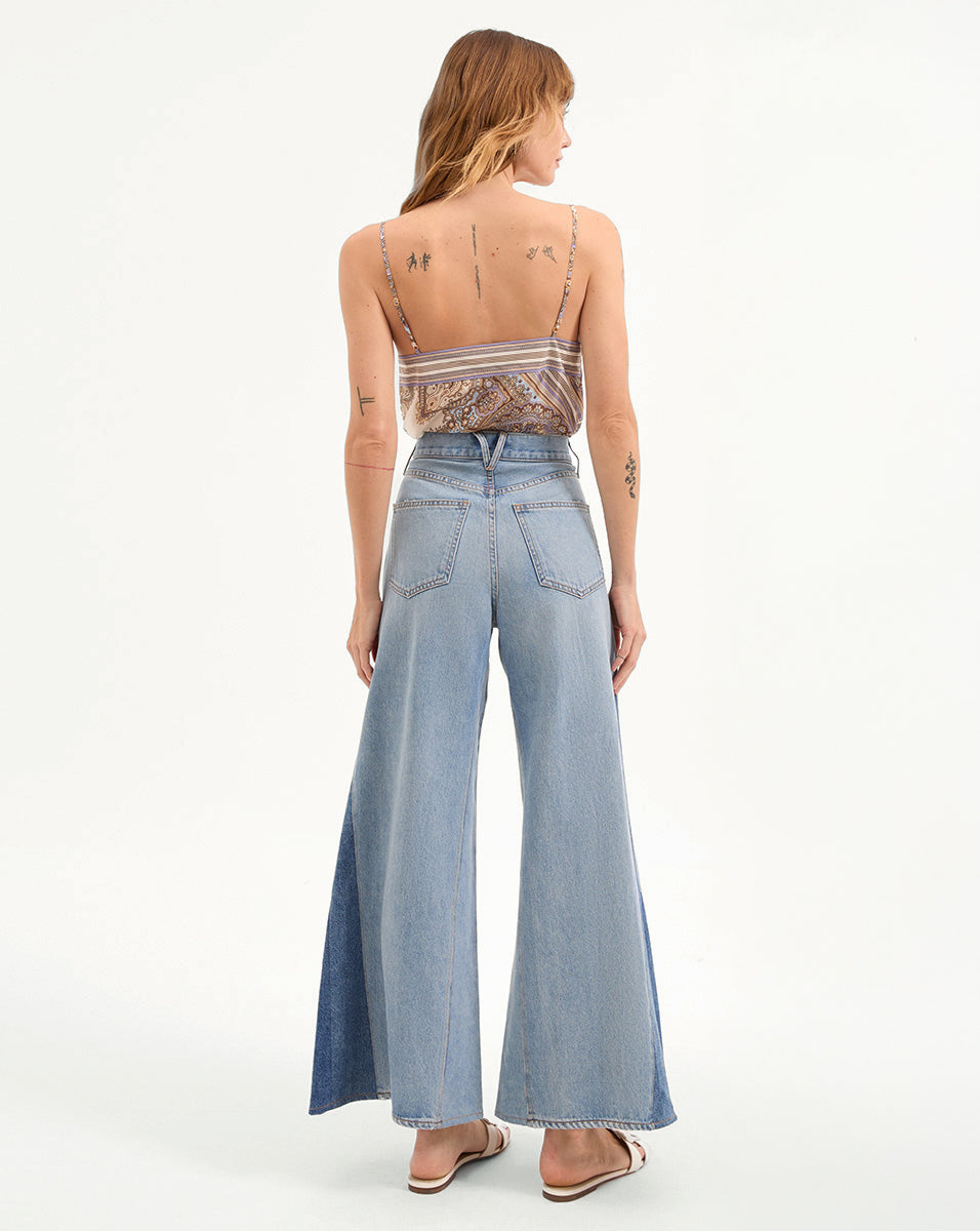 Vicki Patchwork Wide-Leg Jean
