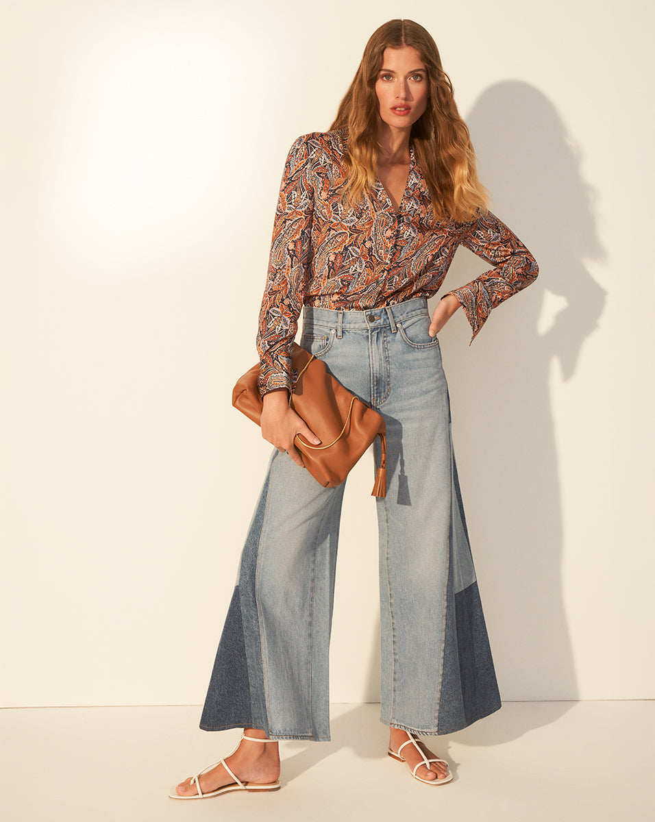 Vicki Patchwork Wide-Leg Jean