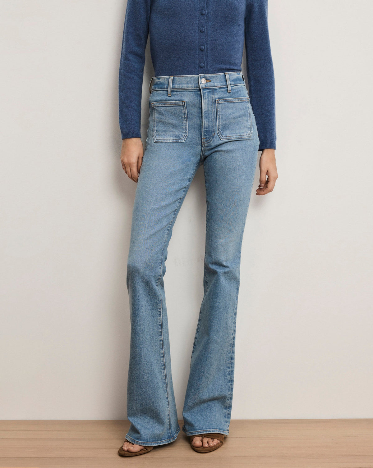 Beverly Patch-Pocket Skinny-Flare Jean