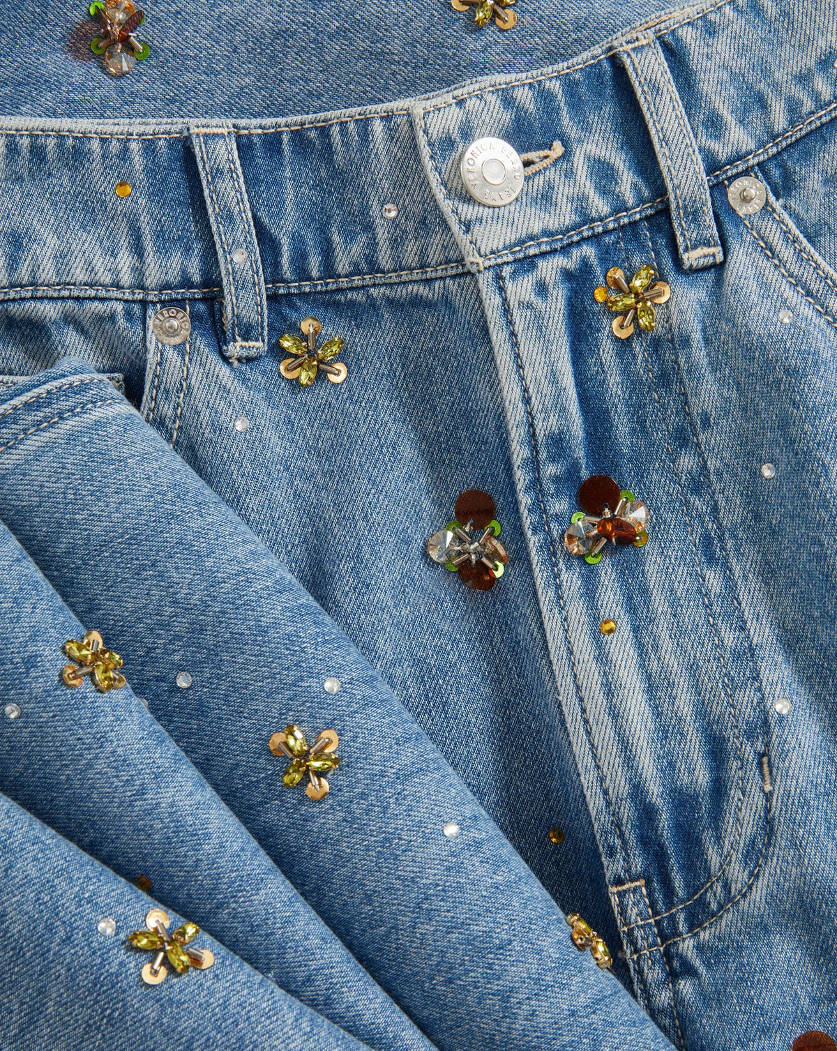 Kasey Embellished Wide-Leg Jean