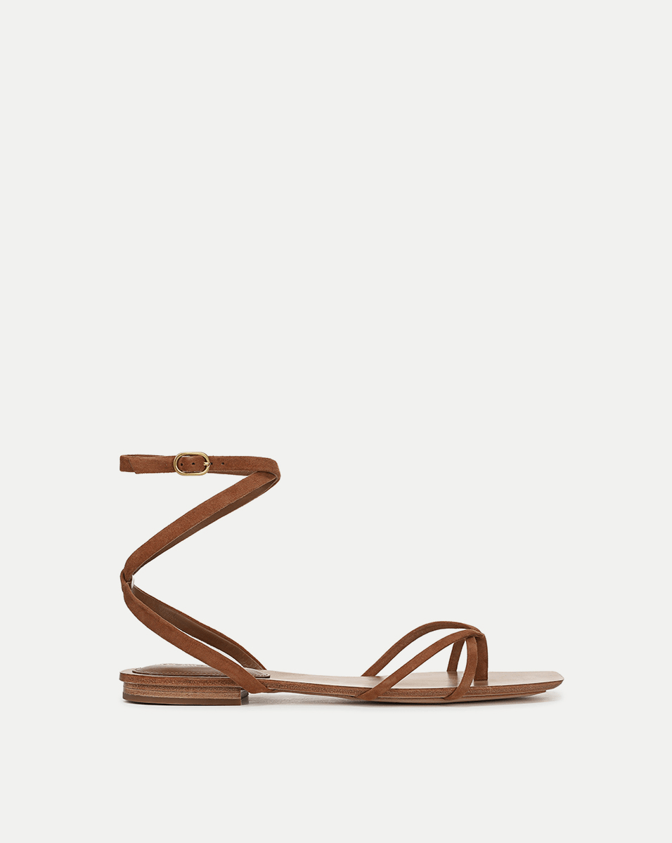 Allegra Suede Ankle-Wrap Sandal