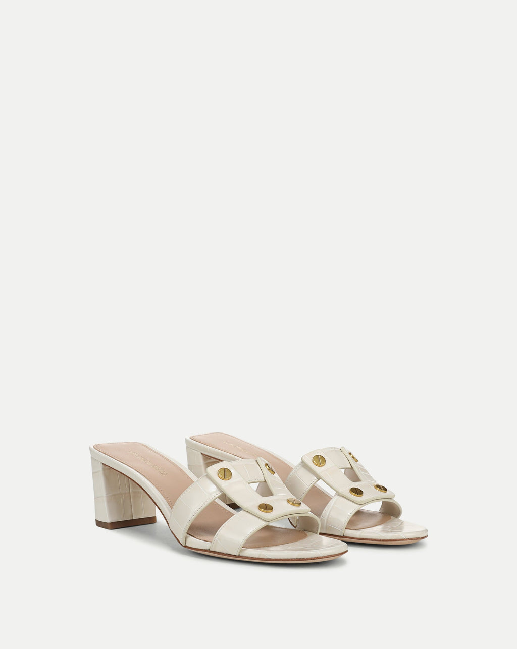 Via Croc-Embossed Mid-Heel Sandal
