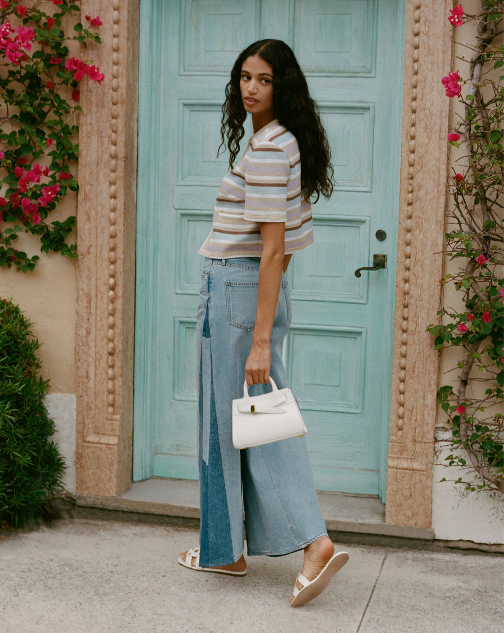 Vicki Patchwork Wide-Leg Jean