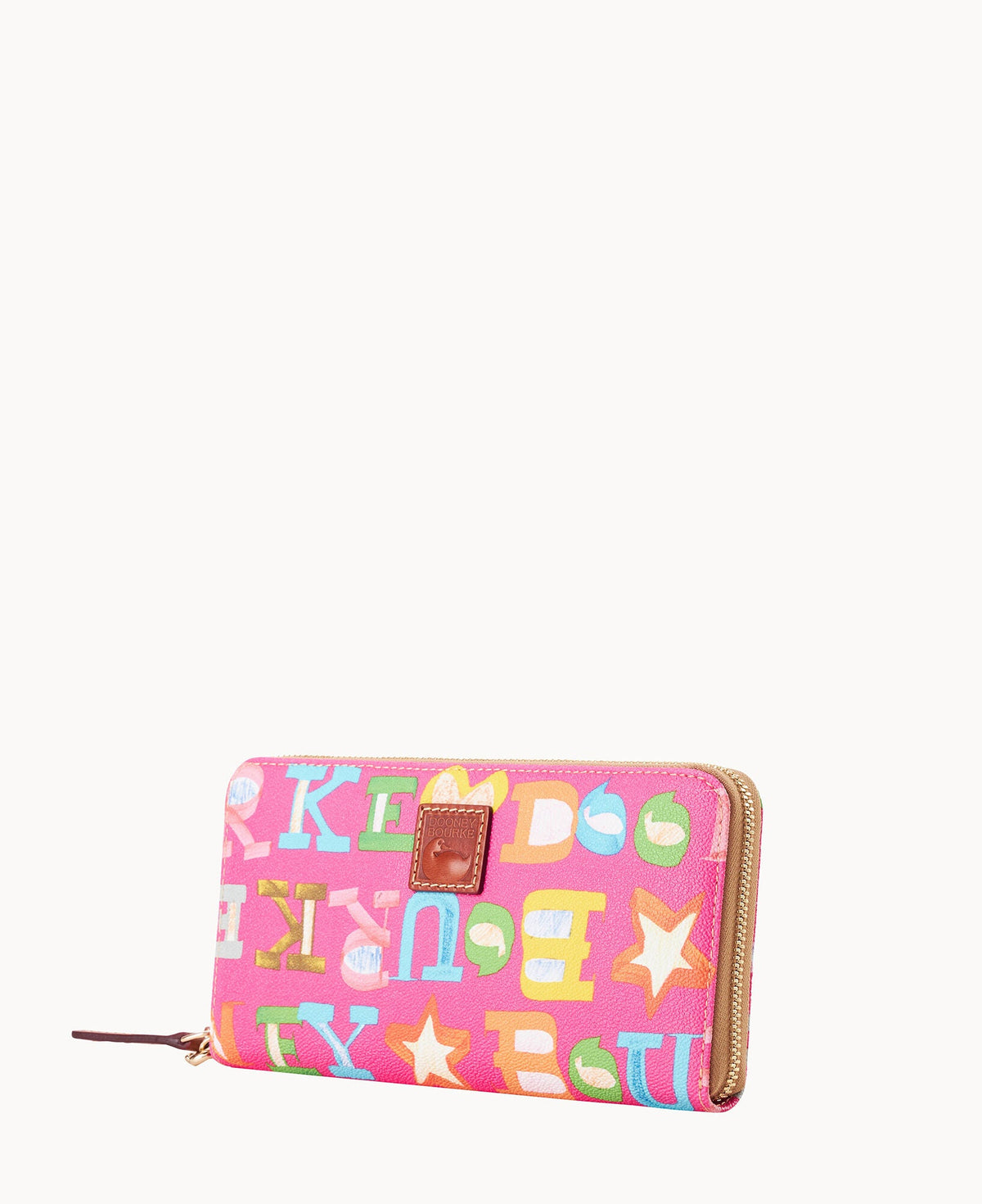Doodle II Coated Cotton Large Zip Around Wristlet