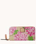Hydrangea Basketweave Large Zip Around Wristlet