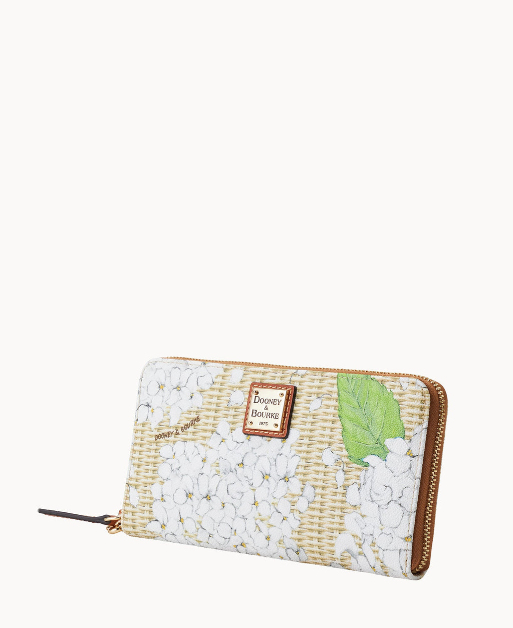 Hydrangea Basketweave Large Zip Around Wristlet