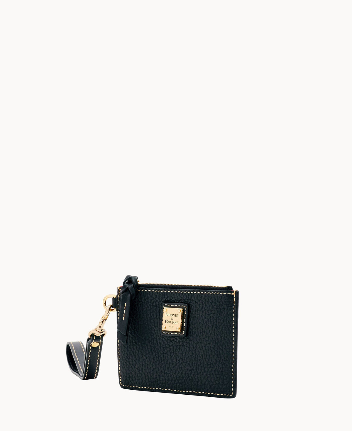 Pebble Grain Zip Top Card Case Wristlet