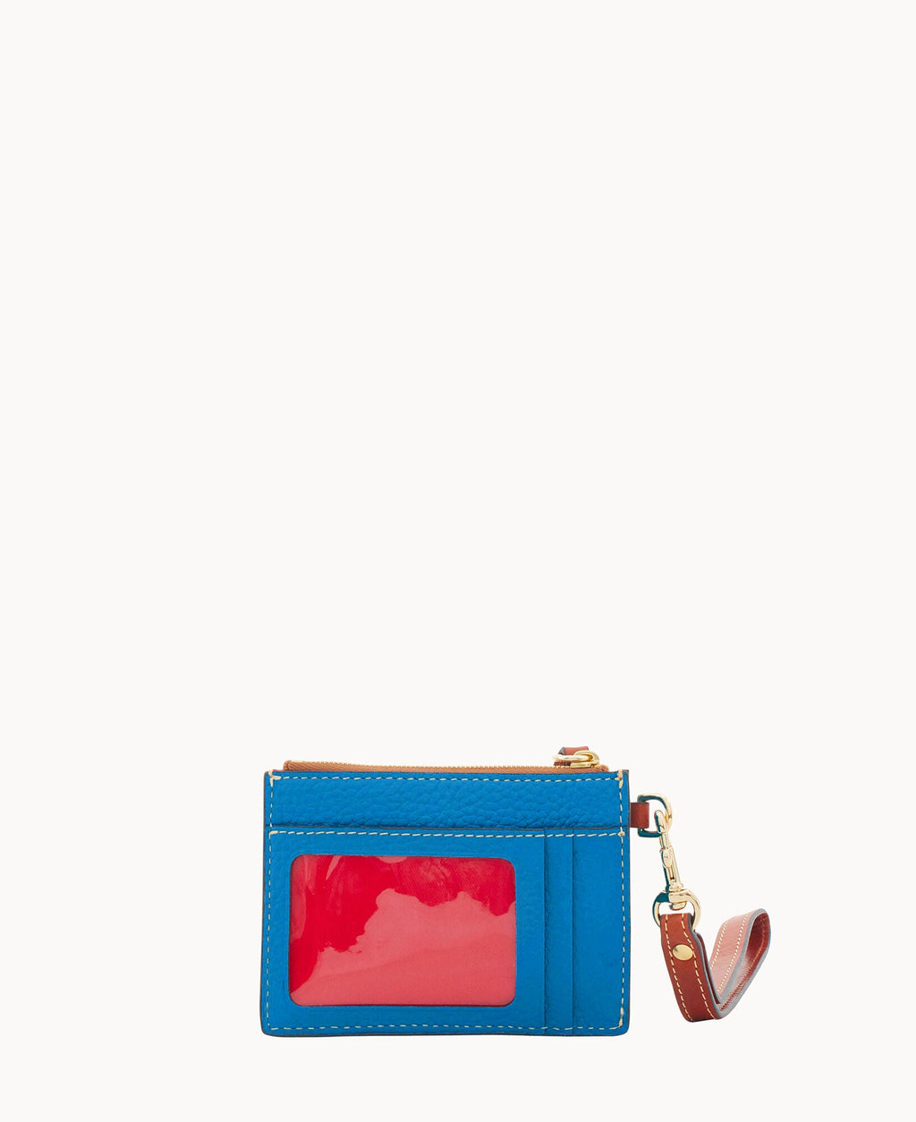 Pebble Grain Zip Top Card Case Wristlet